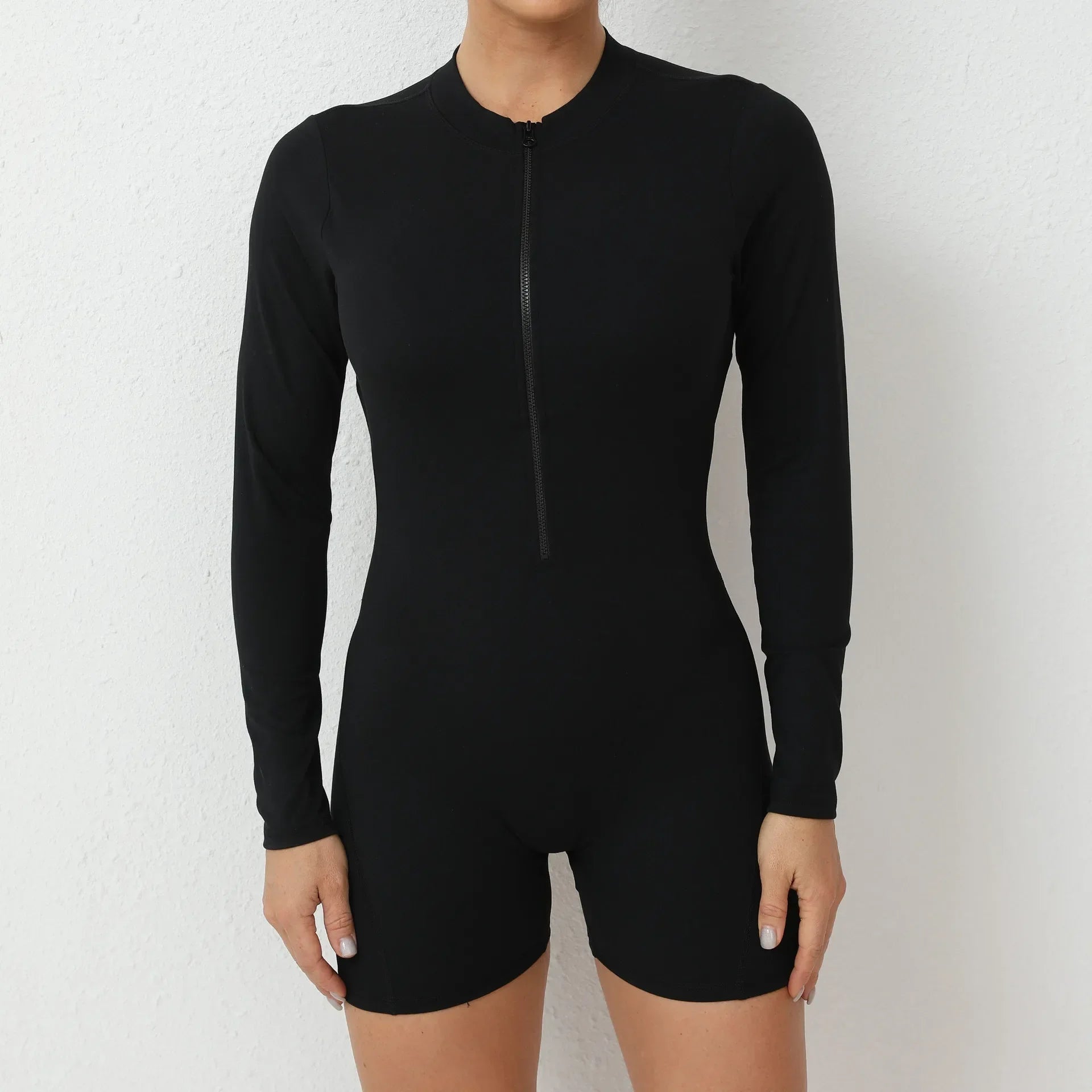 Combinaisons de yoga sans couture à fermeture éclair Sports Fitness Beauté Dos Levage des hanches à manches longues Une pièce Entraînement Gym Survêtements pour femmes