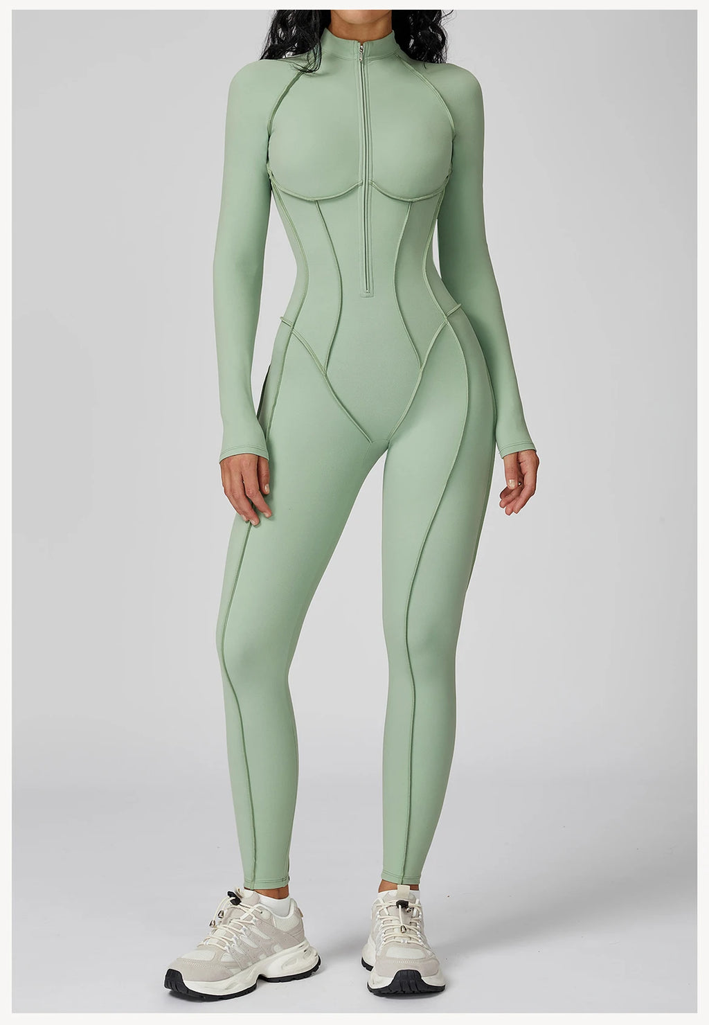 Body de yoga à manches longues survêtements pour femmes Combinaisons zippées de gym Entraînement sportif Haute intensité Fitness Collants une pièce Costume