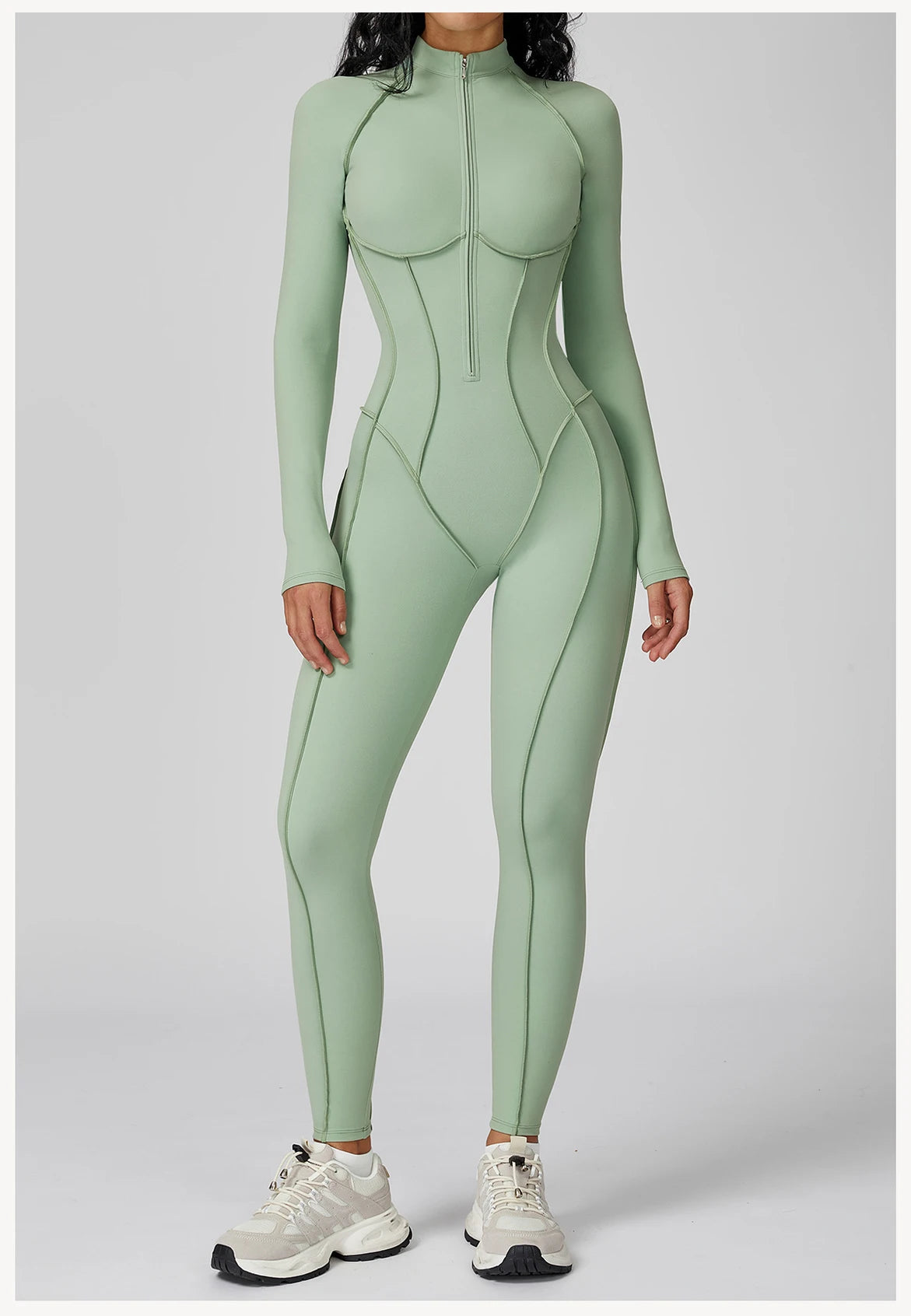 Body de yoga à manches longues survêtements pour femmes Combinaisons zippées de gym Entraînement sportif Haute intensité Fitness Collants une pièce Costume