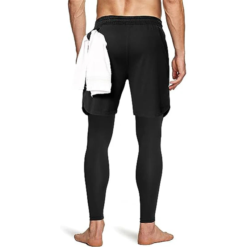 Pantalon de sport pour hommes 2 en 1 survêtements sportifs d’entraînement