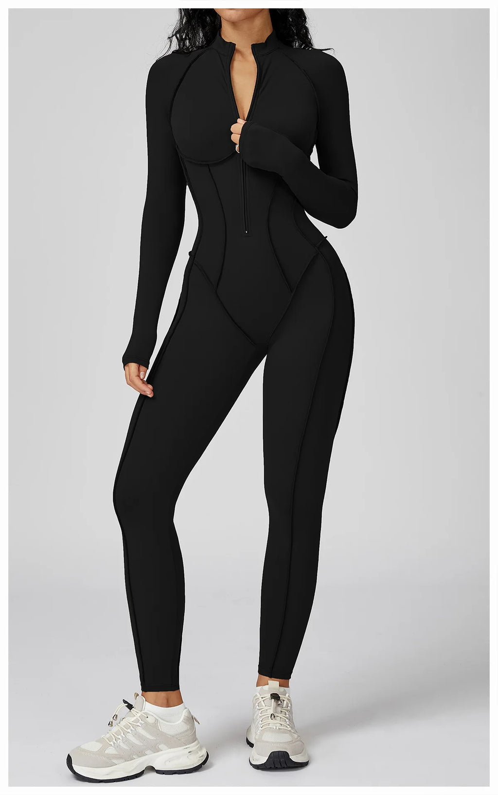 Body de yoga à manches longues survêtements pour femmes Combinaisons zippées de gym Entraînement sportif Haute intensité Fitness Collants une pièce Costume