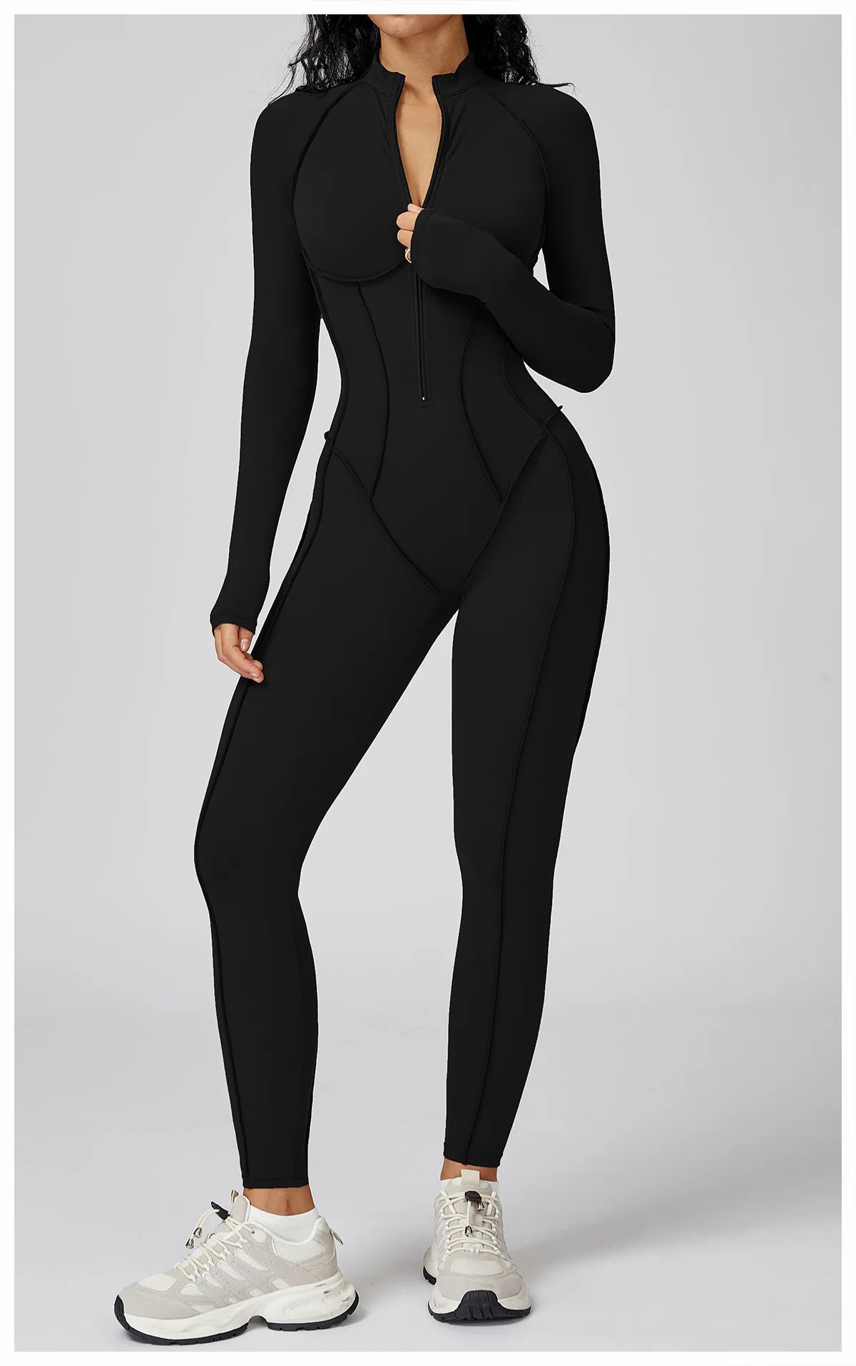 Body de yoga à manches longues survêtements pour femmes Combinaisons zippées de gym Entraînement sportif Haute intensité Fitness Collants une pièce Costume