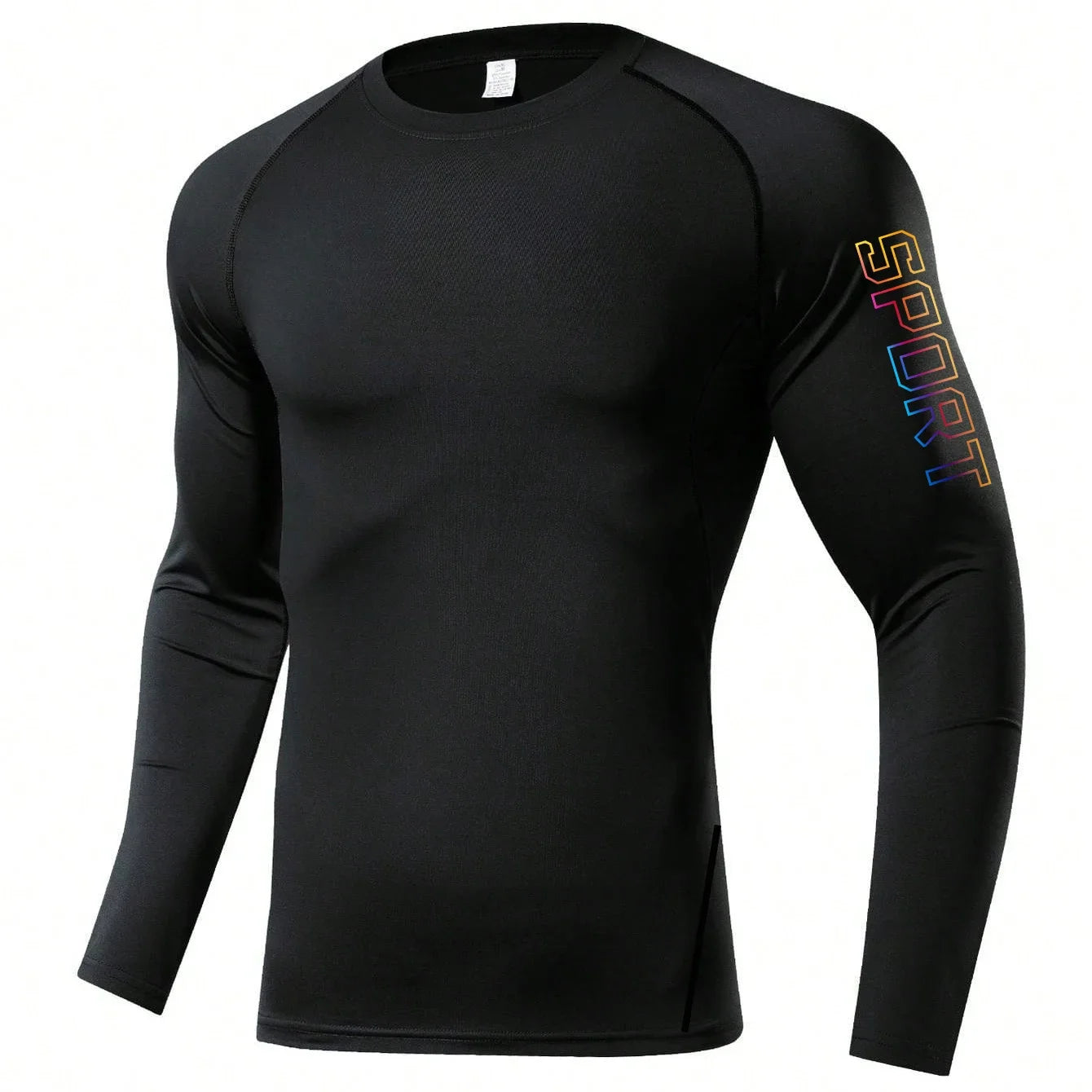 T-shirt à manches longues de compression pour hommes/T-shirt de fitness noir Homme /Top Protection solaire