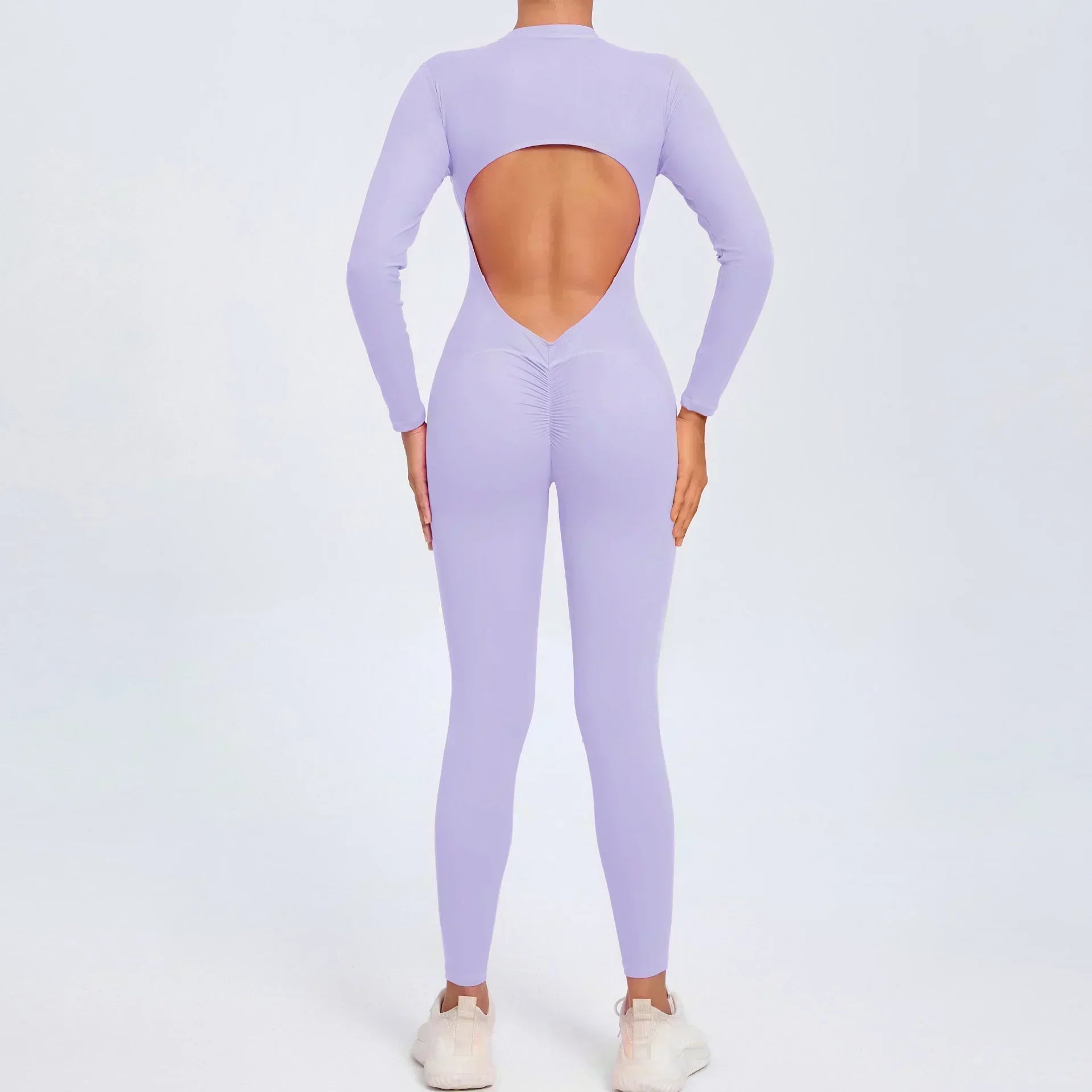 Combinaisons de yoga sans couture à fermeture éclair Sports Fitness Beauté Dos Levage des hanches à manches longues Une pièce Entraînement Gym Survêtements pour femmes