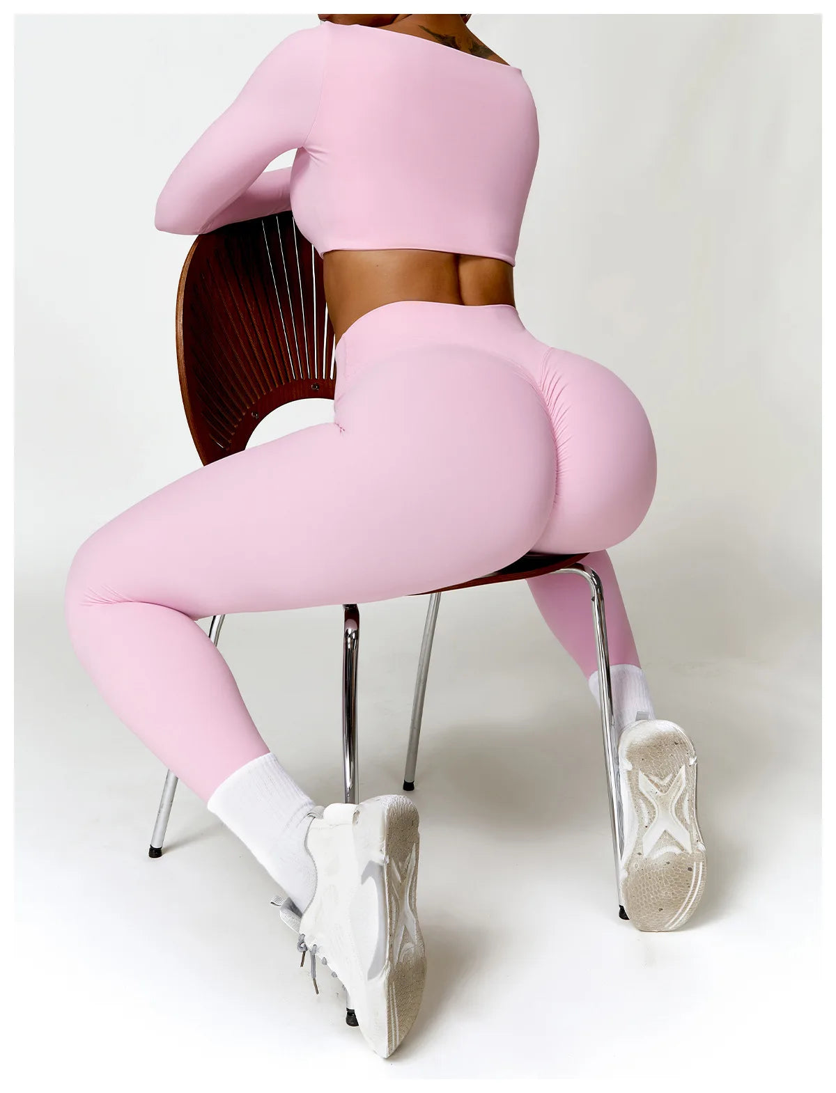 2PCS Costume de yoga Ensemble de sport Femmes Ensemble de gym à séchage rapide Femmes Survêtement Running Workout Chemise de sport à manches longues Vêtements de yoga