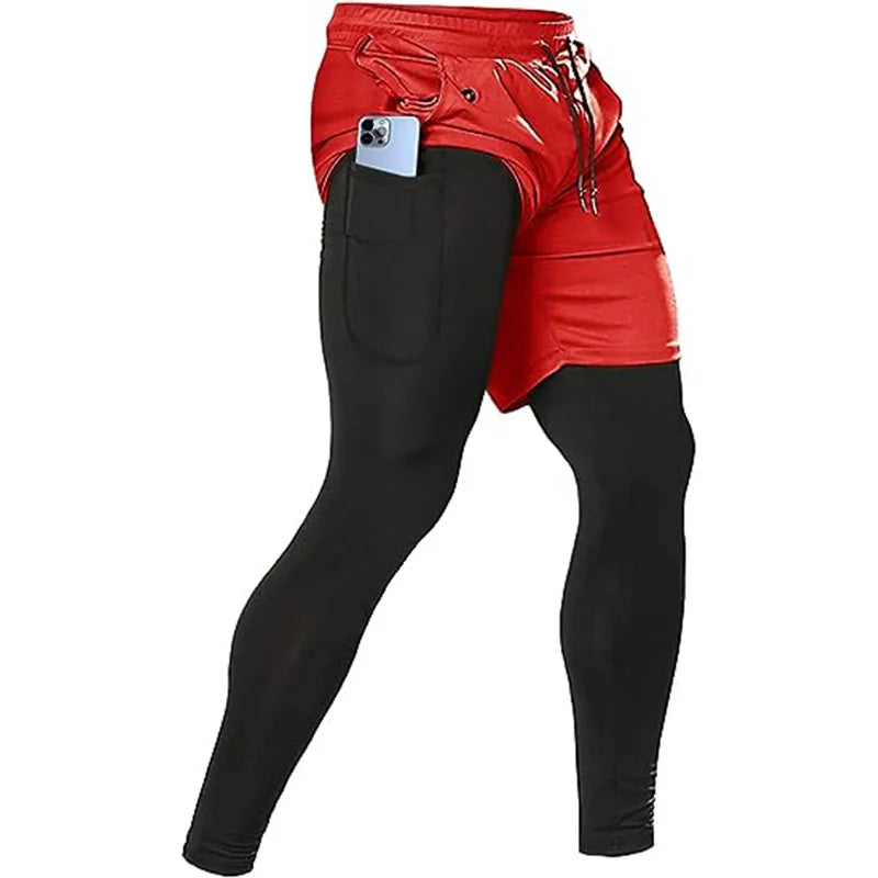 Pantalon de sport pour hommes 2 en 1 survêtements sportifs d’entraînement