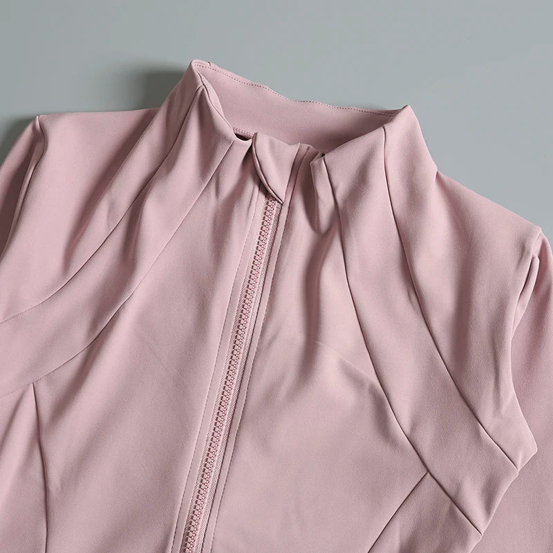 Nouveau yoga vêtements dames manteau rond haut élastique lâche exercice yoga fitness manches longues col debout hauts de yoga