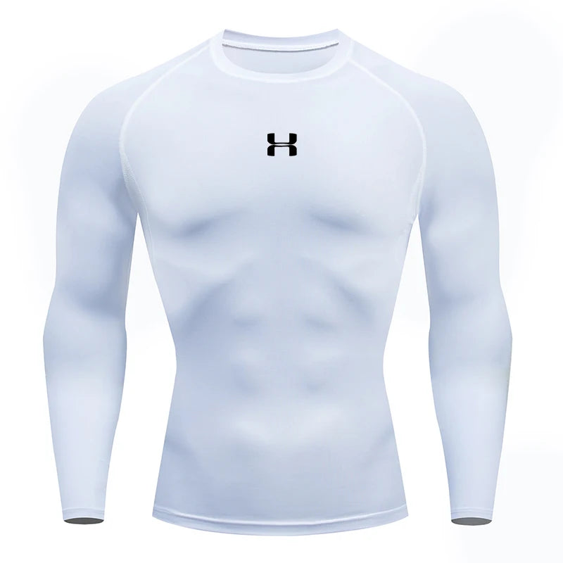T-shirt de compression de course pour hommes à manches longues / T-shirts de sport Gym Fitness Sweat-shirt Homme