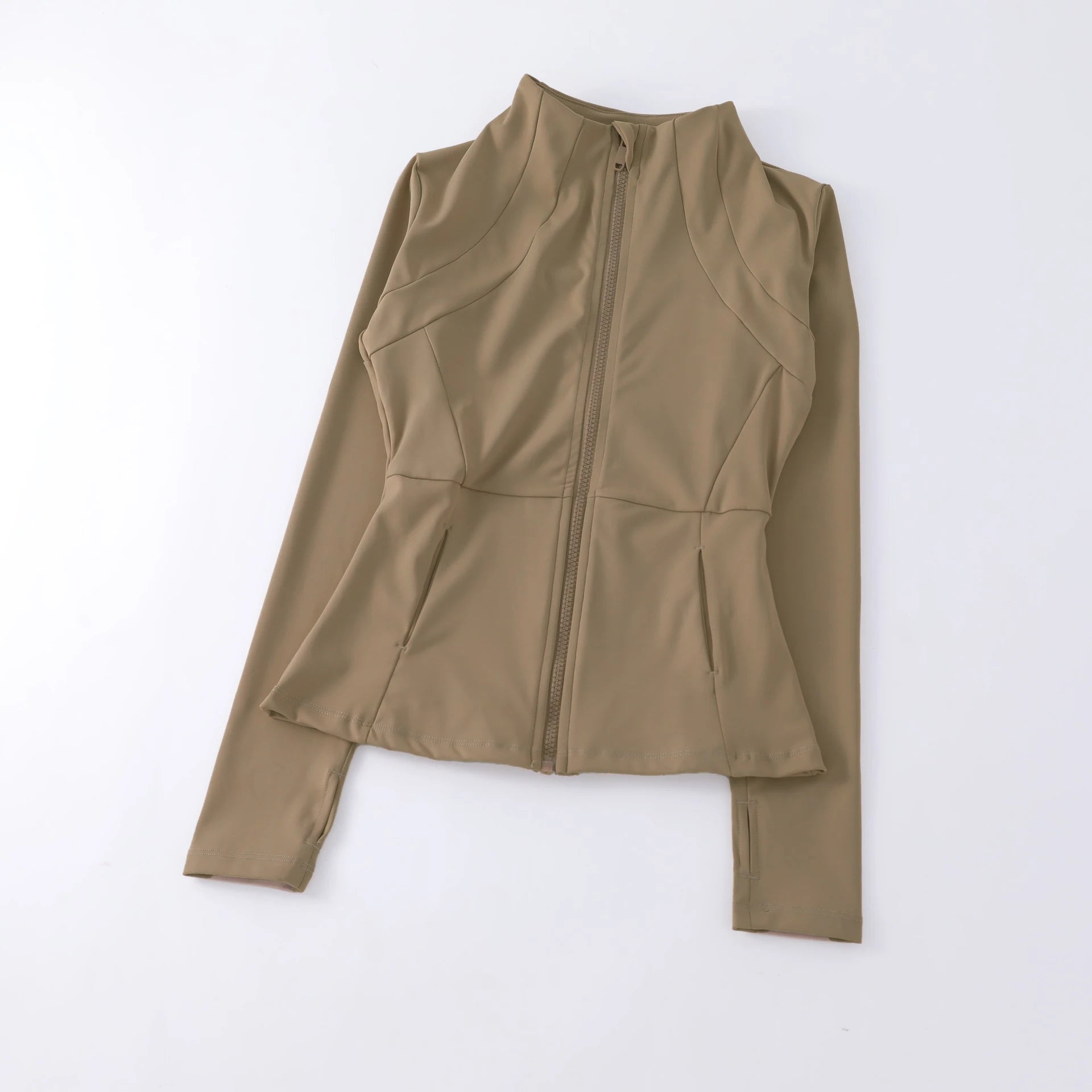 Nouveau yoga vêtements dames manteau rond haut élastique lâche exercice yoga fitness manches longues col debout hauts de yoga