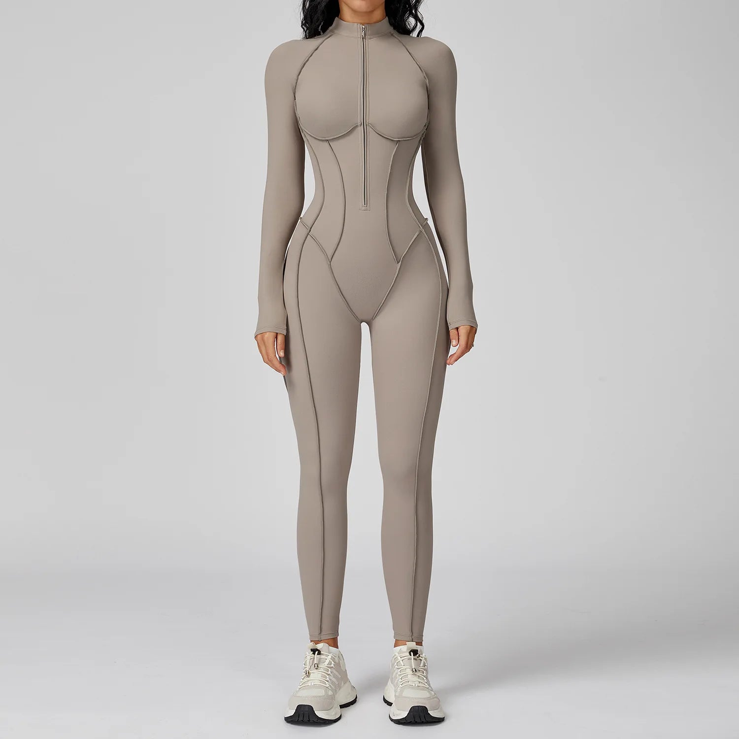 Body de yoga à manches longues survêtements pour femmes Combinaisons zippées de gym Entraînement sportif Haute intensité Fitness Collants une pièce Costume