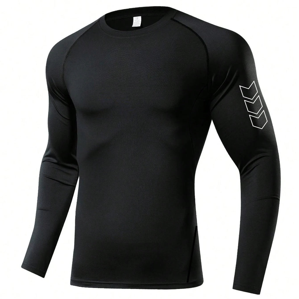 T-shirt à manches longues de compression pour hommes/T-shirt de fitness noir Homme /Top Protection solaire