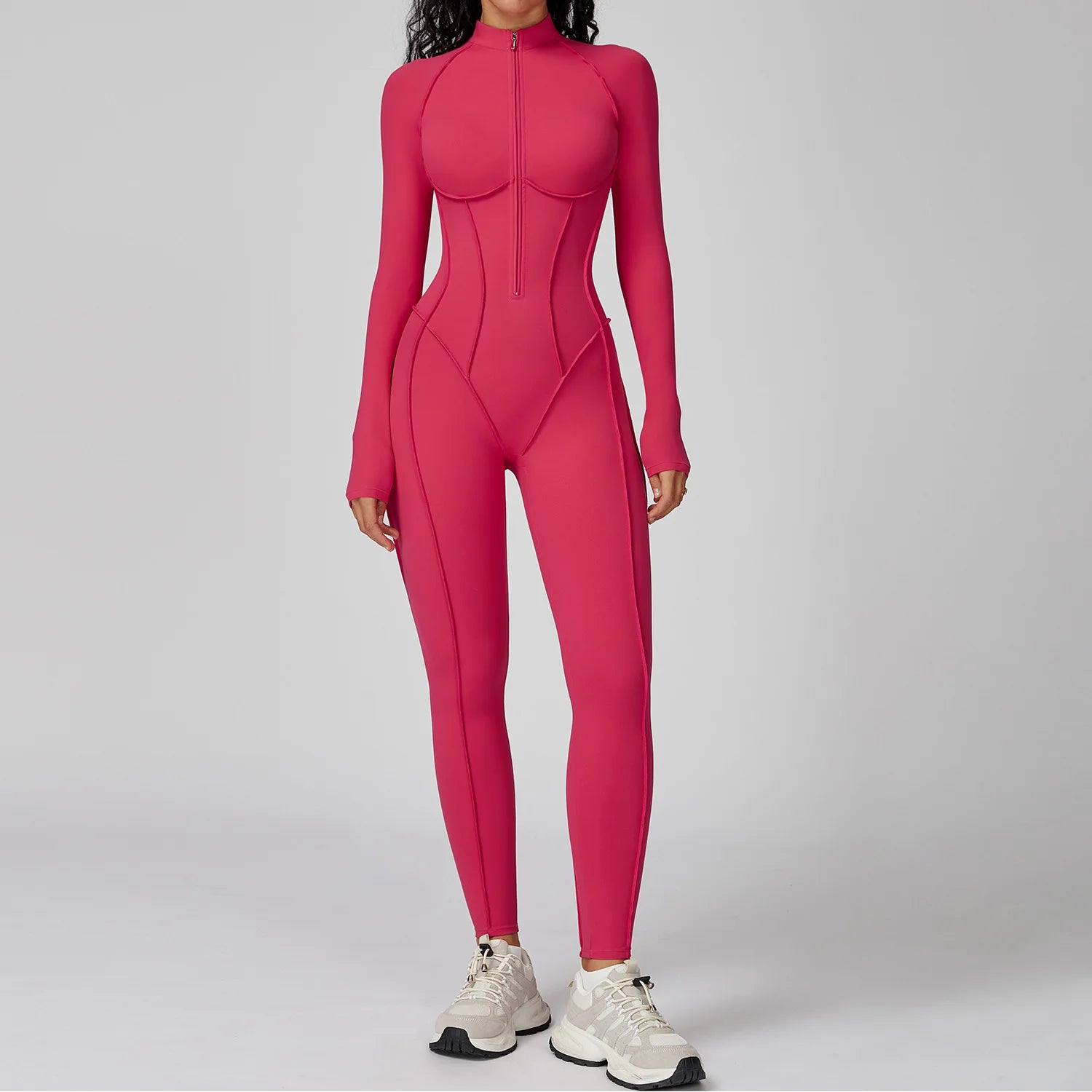 Body de yoga à manches longues survêtements pour femmes Combinaisons zippées de gym Entraînement sportif Haute intensité Fitness Collants une pièce Costume