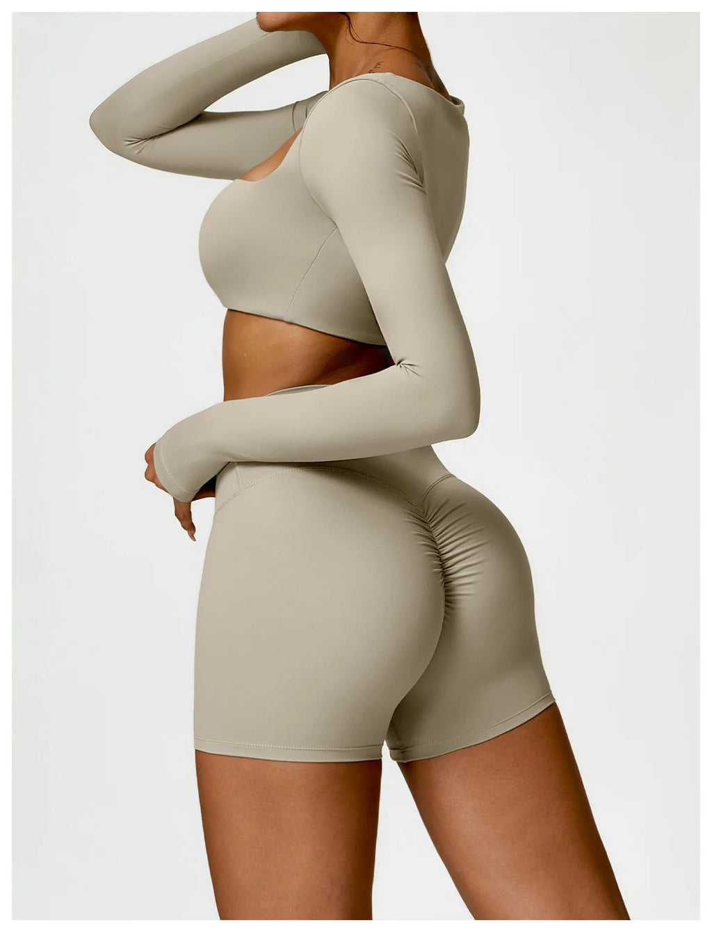 2PCS Costume de yoga Ensemble de sport Femmes Ensemble de gym à séchage rapide Femmes Survêtement Running Workout Chemise de sport à manches longues Vêtements de yoga