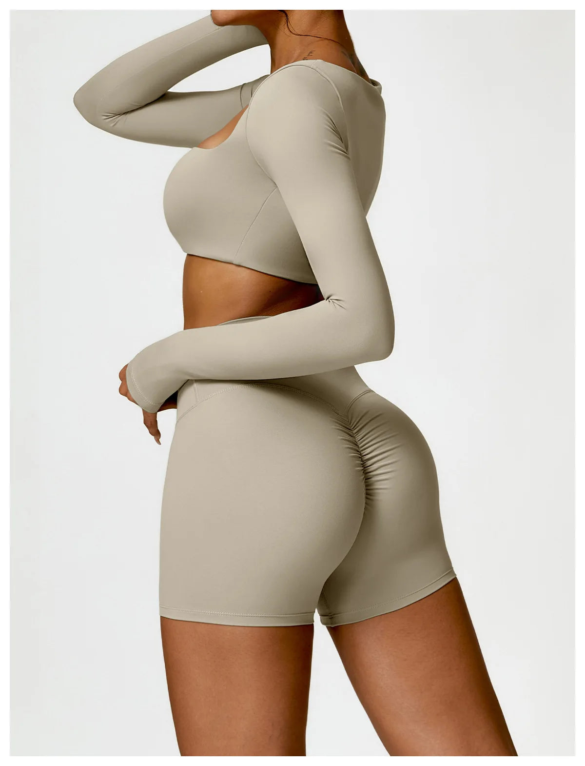 2PCS Costume de yoga Ensemble de sport Femmes Ensemble de gym à séchage rapide Femmes Survêtement Running Workout Chemise de sport à manches longues Vêtements de yoga