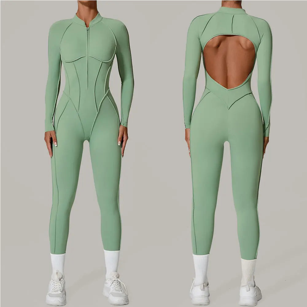 Costume de yoga Ensemble de gymnastique Femmes Entraînement Vêtements de sport Fitness Combinaison de sport à manches longues Femmes Push Up Vêtements d’entraînement féminins Bodysuits