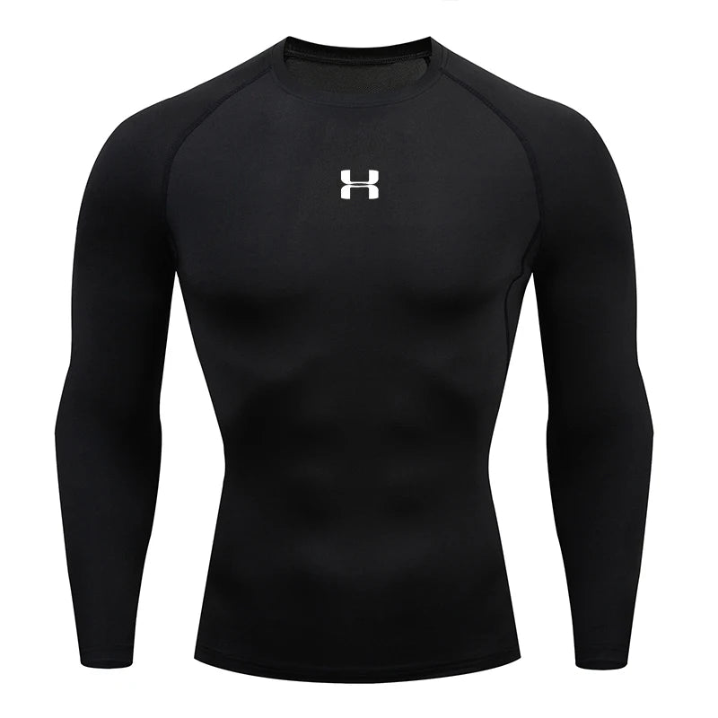 T-shirt de compression de course pour hommes à manches longues / T-shirts de sport Gym Fitness Sweat-shirt Homme