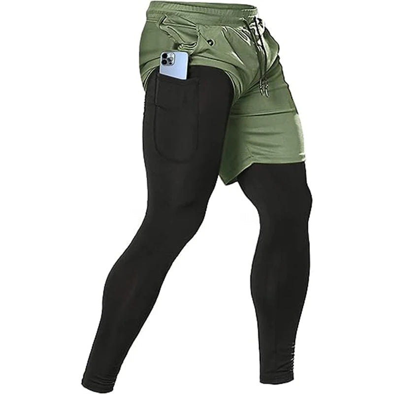 Pantalon de sport pour hommes 2 en 1 survêtements sportifs d’entraînement