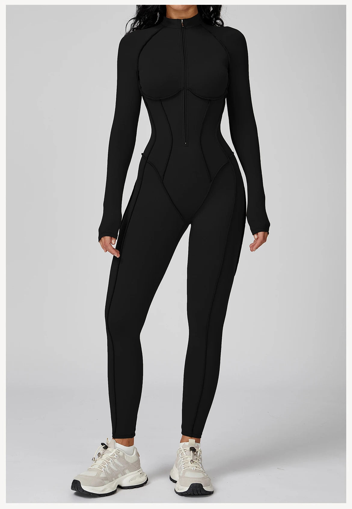 Body de yoga à manches longues survêtements pour femmes Combinaisons zippées de gym Entraînement sportif Haute intensité Fitness Collants une pièce Costume