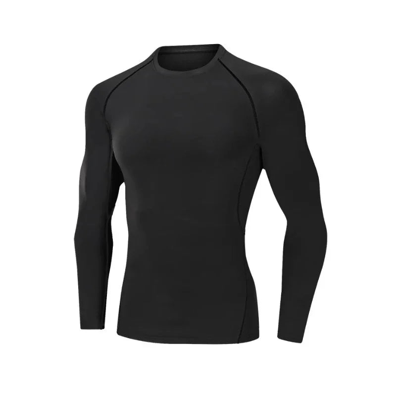 T-shirt à manches longues de compression pour hommes/T-shirt de fitness noir Homme /Top Protection solaire