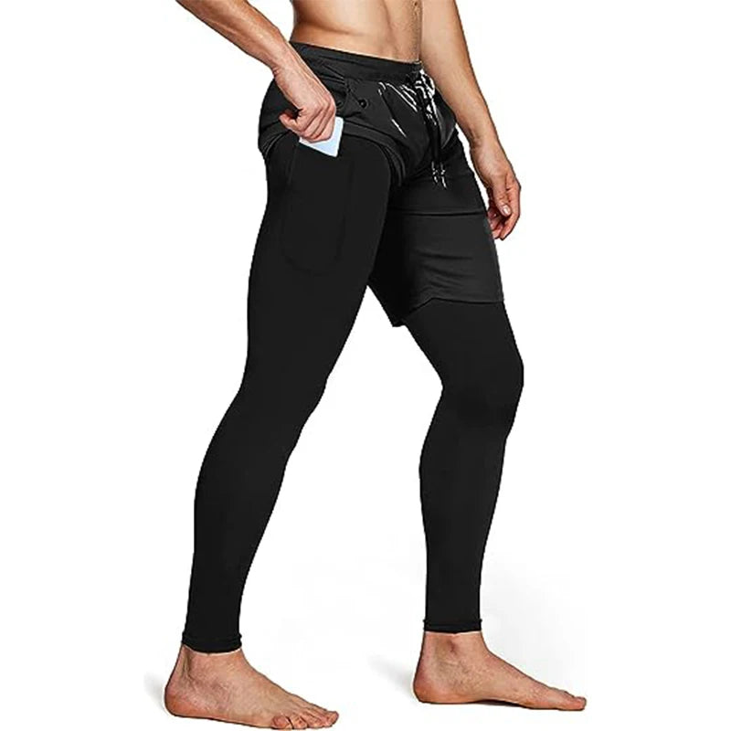 Pantalon de sport pour hommes 2 en 1 survêtements sportifs d’entraînement