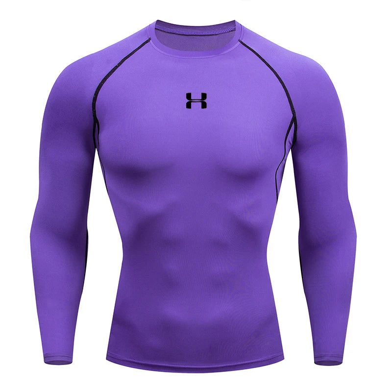 T-shirt de compression de course pour hommes à manches longues / T-shirts de sport Gym Fitness Sweat-shirt Homme