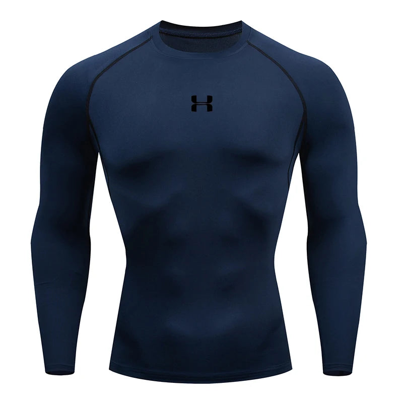 T-shirt de compression de course pour hommes à manches longues / T-shirts de sport Gym Fitness Sweat-shirt Homme