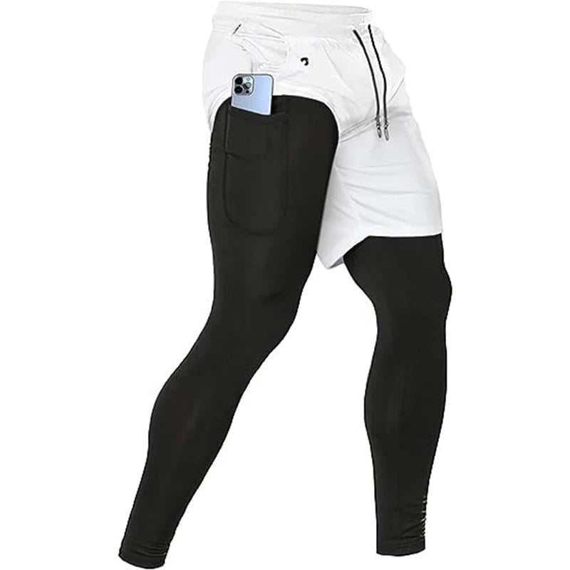 Pantalon de sport pour hommes 2 en 1 survêtements sportifs d’entraînement