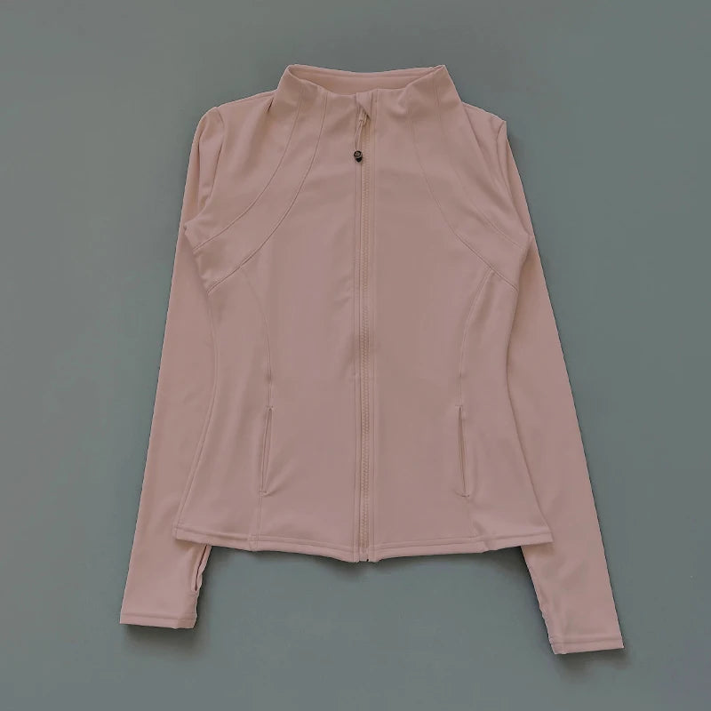 Nouveau yoga vêtements dames manteau rond haut élastique lâche exercice yoga fitness manches longues col debout hauts de yoga