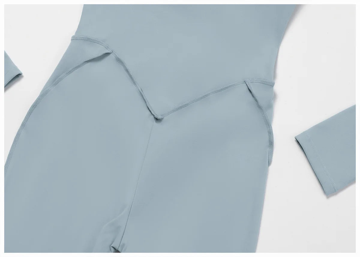 Body de yoga à manches longues survêtements pour femmes Combinaisons zippées de gym Entraînement sportif Haute intensité Fitness Collants une pièce Costume