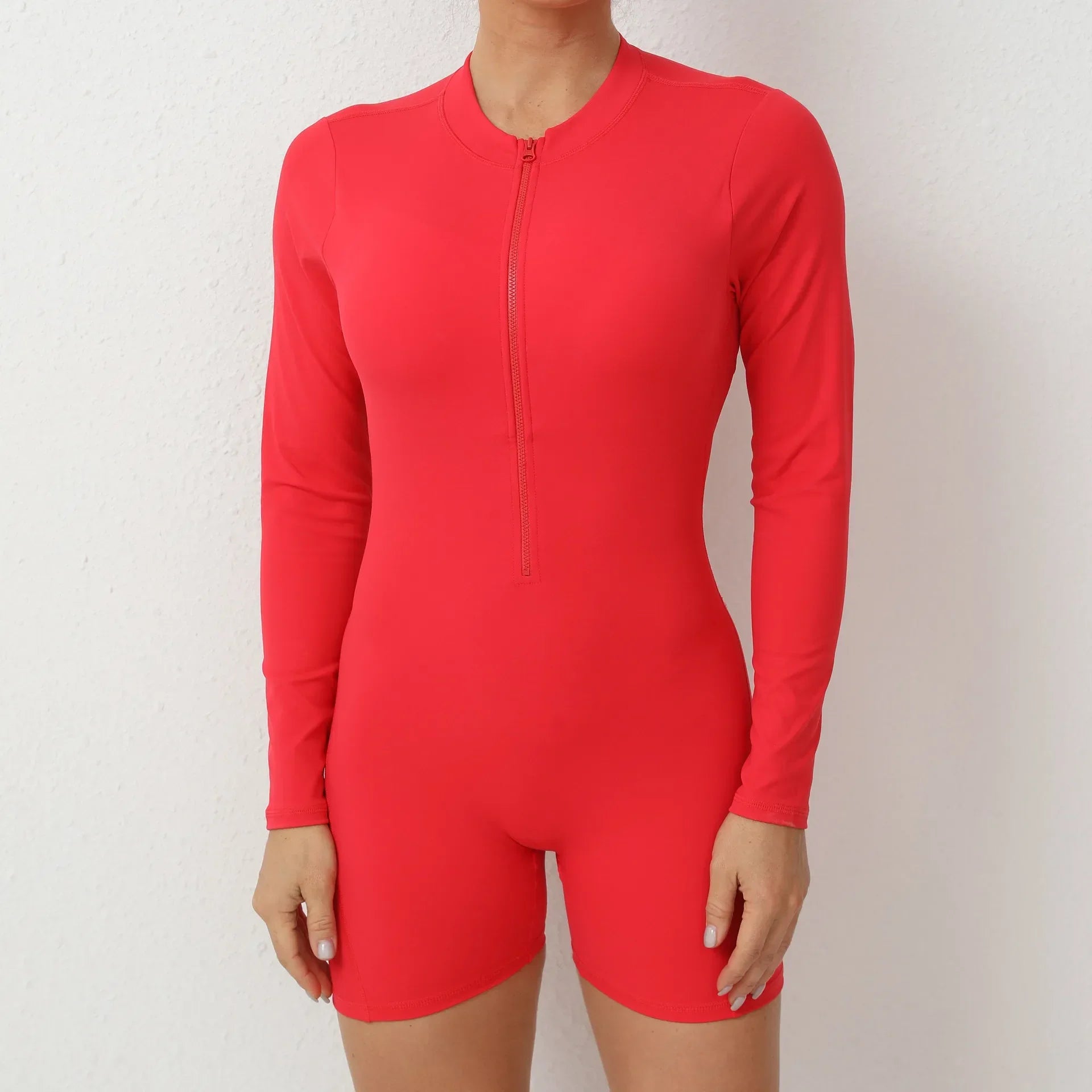 Combinaisons de yoga sans couture à fermeture éclair Sports Fitness Beauté Dos Levage des hanches à manches longues Une pièce Entraînement Gym Survêtements pour femmes