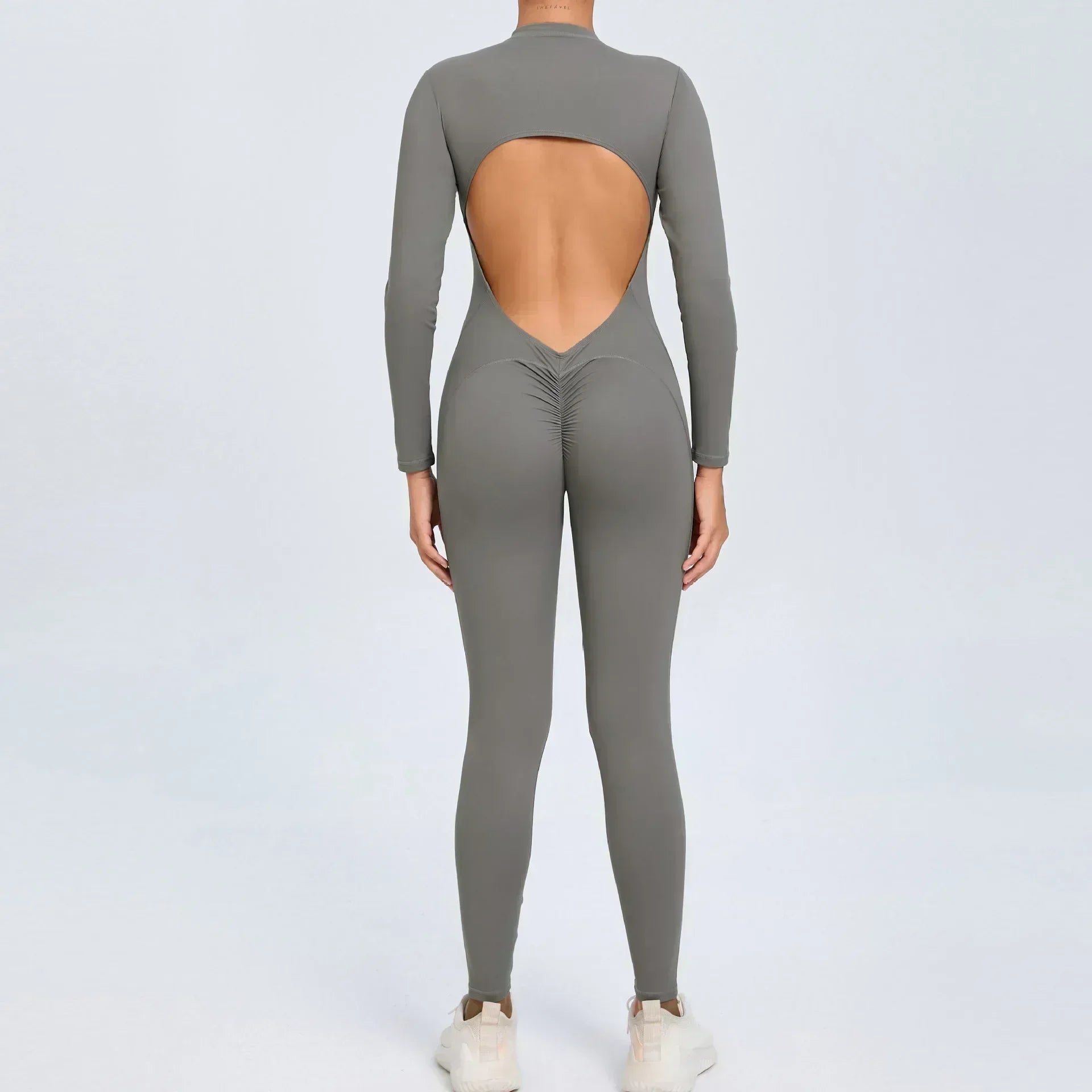 Combinaisons de yoga sans couture à fermeture éclair Sports Fitness Beauté Dos Levage des hanches à manches longues Une pièce Entraînement Gym Survêtements pour femmes