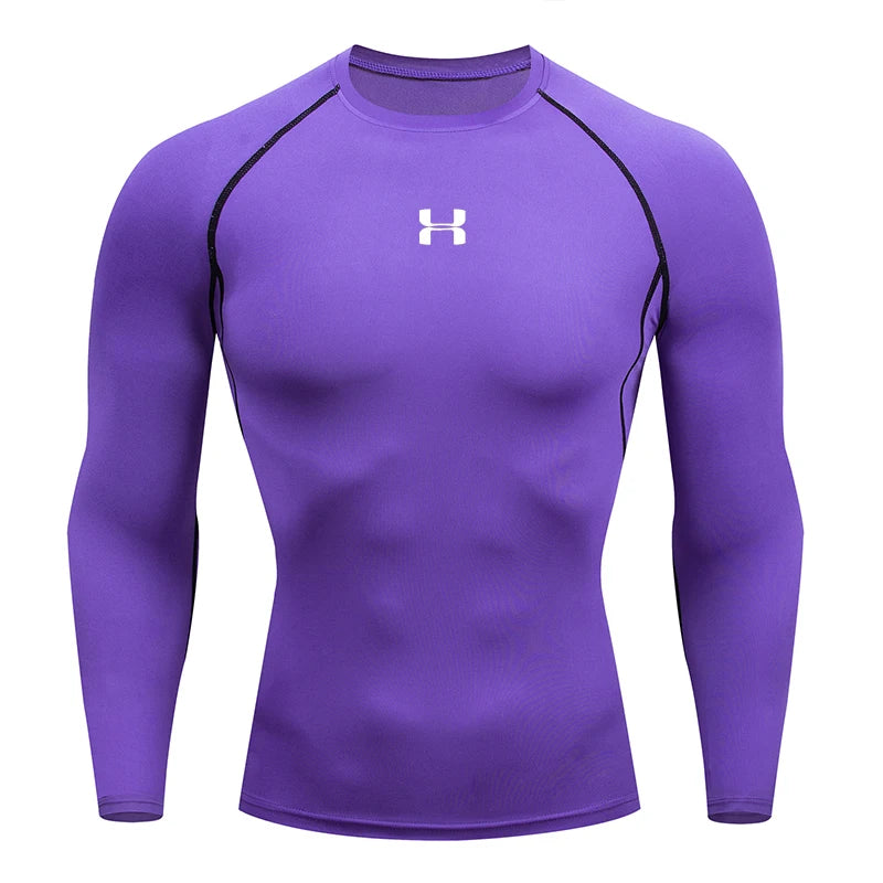 T-shirt de compression de course pour hommes à manches longues / T-shirts de sport Gym Fitness Sweat-shirt Homme