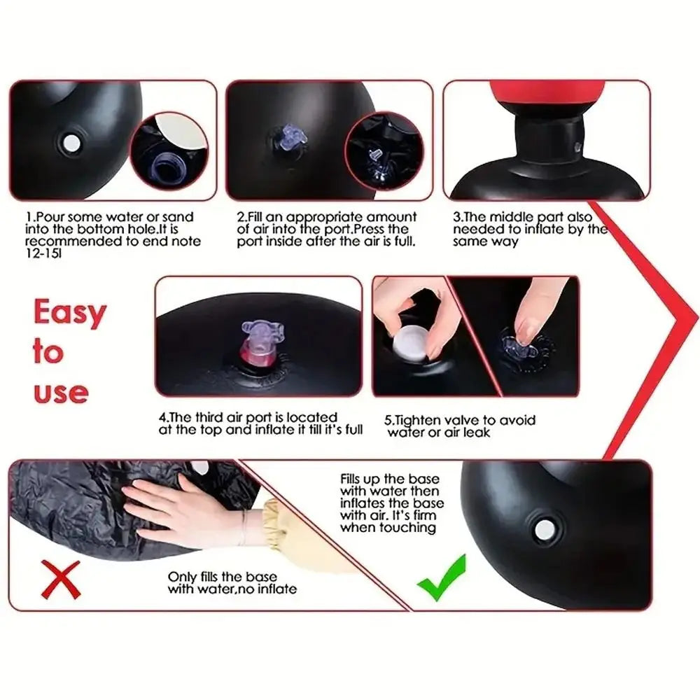 Sac de boxe gonflable de style KO en PVC