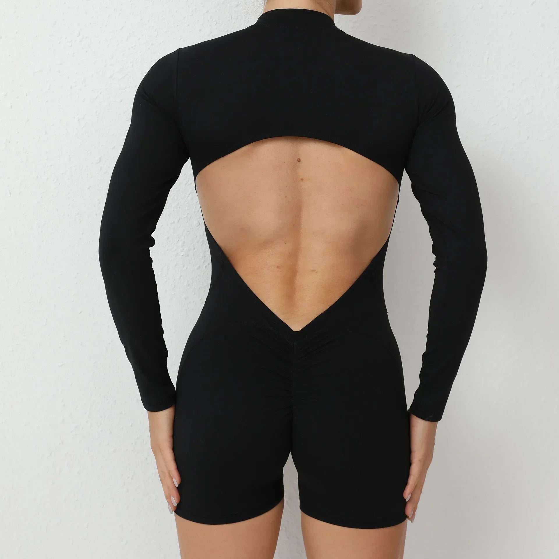 Combinaisons de yoga sans couture à fermeture éclair Sports Fitness Beauté Dos Levage des hanches à manches longues Une pièce Entraînement Gym Survêtements pour femmes